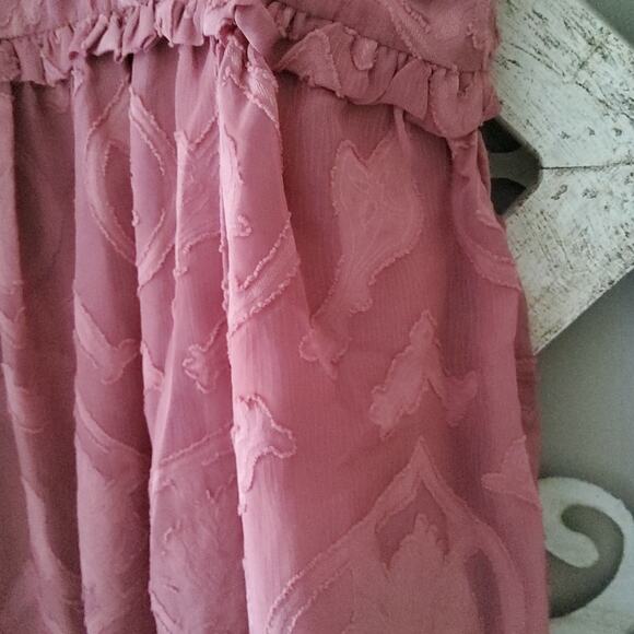 Fanco Women's Flowy Babydoll Button Back Ruffle Tank Top in Dusty Rose - Picture 13 of 16